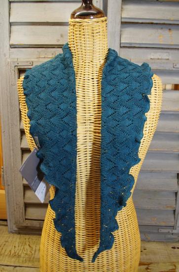 Preview: Minischal, Halstuch Daisy Petrol von Invero Merino, reine Merinowolle